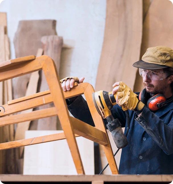 Skilled carpenter performing custom woodwork