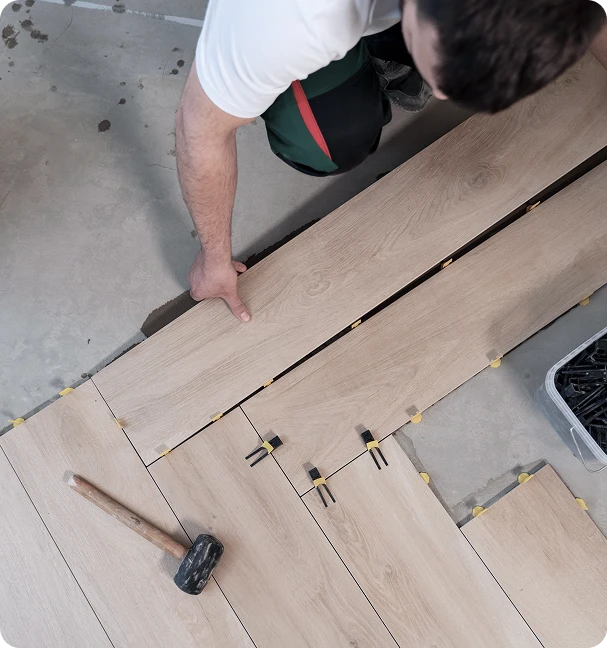 Outdoor deck and interior flooring renovation work