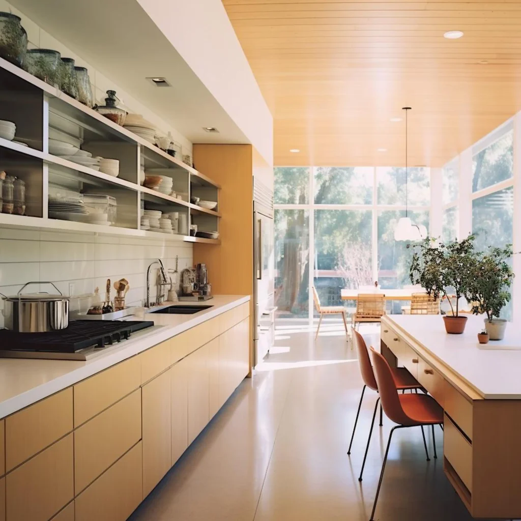 Beautiful modern kitchen interior with island and stylish cabinetry