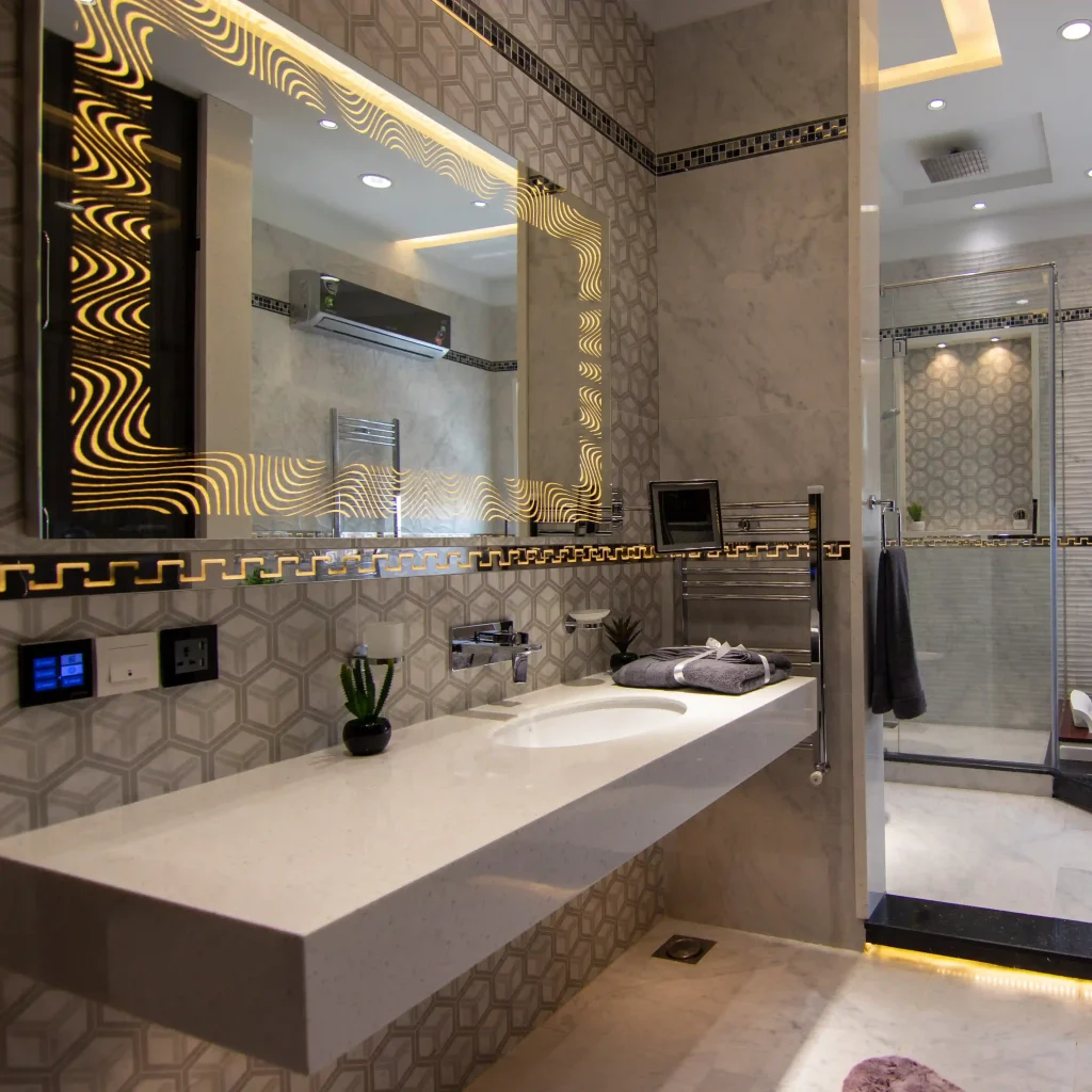 Modern bathroom design with contemporary fixtures and clean layout